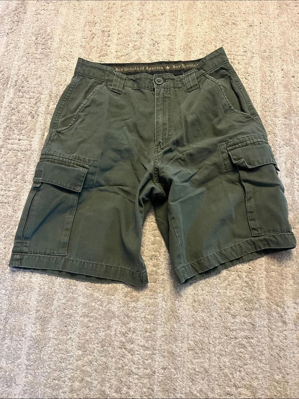 Boy Scouts of America Olive Green Cotton Uniform Cargo Shorts 30